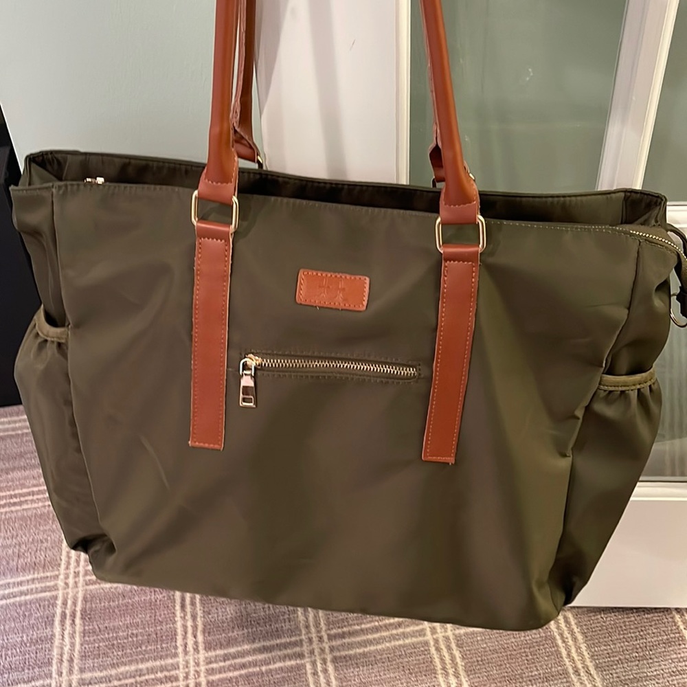 The Teacher Tote in olive green.